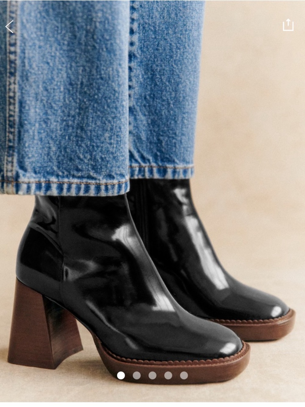 Sezane Kaia Patent Leather Platform Ankle Boots - Black
